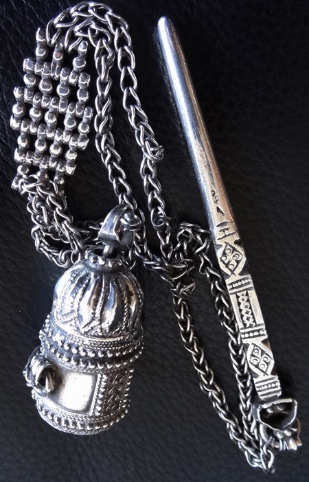 Antique Omani silver kohlpot